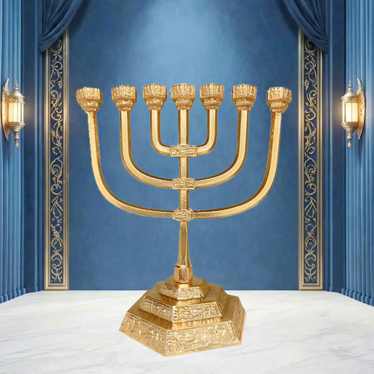 Decoração Menorah Sagrado De Mesa 10cm Altura