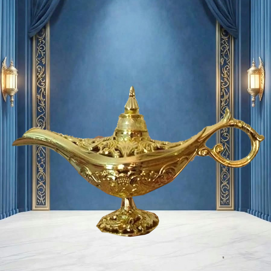 Lâmpada mágica de gênio grande e colorida em metal, estilo retrô, com óleo, queimador de incenso e muito mais. Ideal para decoração de casa, coleção e lembrancinha.