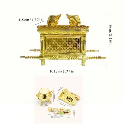 Réplica de Modelo Histórico da Arca da Aliança – Estatueta Decorativa Banhada a Ouro com Design do Antigo Egito