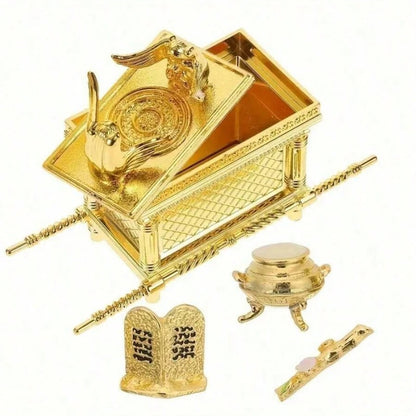 Réplica de Modelo Histórico da Arca da Aliança – Estatueta Decorativa Banhada a Ouro com Design do Antigo Egito