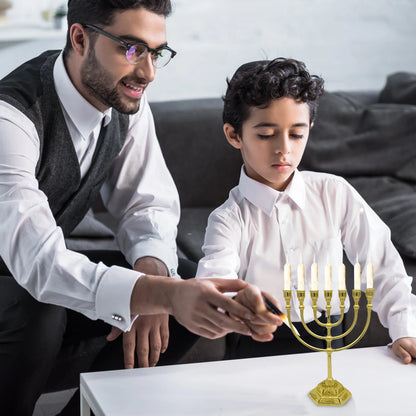 Menorá de 7 Braços – Estilo Templo de Jerusalém e 12 Tribos de Israel – Altura de 6,68/5,11 polegadas – Suporte de Vela Estilo Antigo para Hanukkah