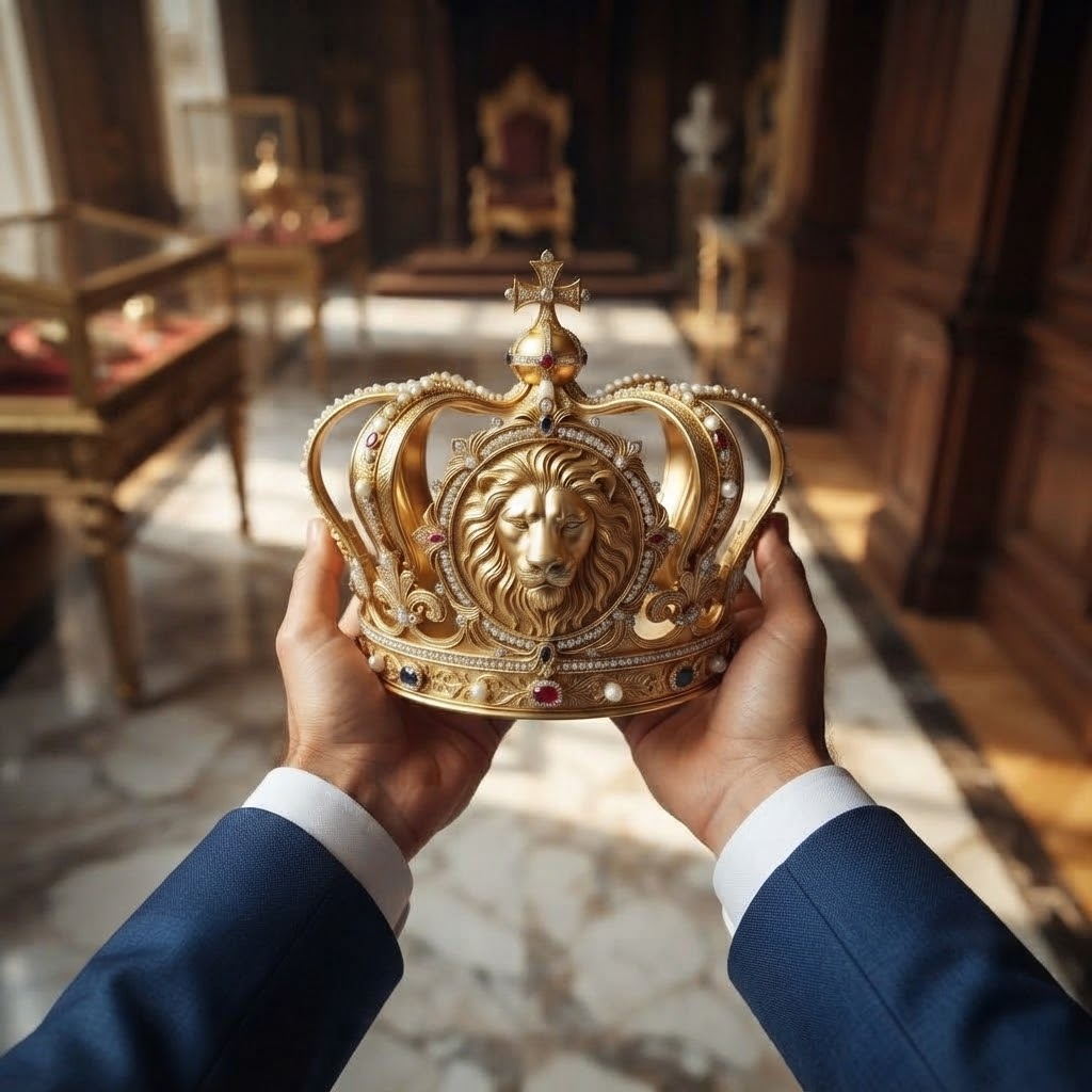 Coroa de Ouro Majestosa Com Símbolo Leão de Judá. Em Breve,